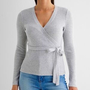 Express Gray Wrap Blouse